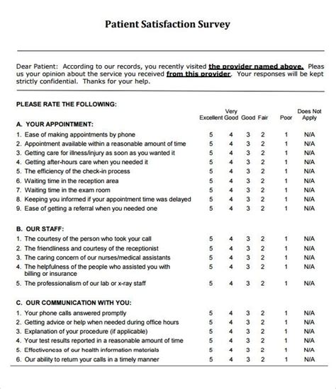 FREE 10+ Sample Patient Satisfaction Survey Templates in PDF | MS Word