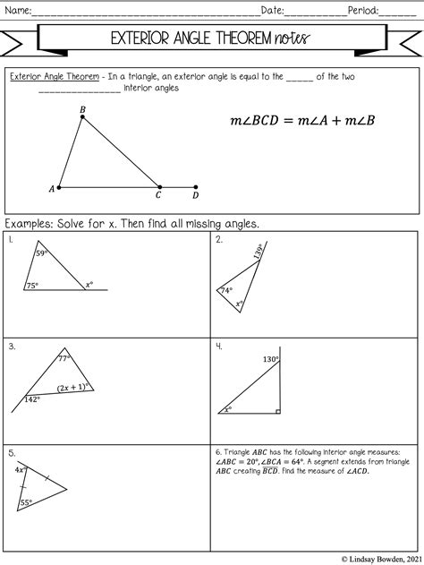 Exterior Angle Theorem Worksheet – Zip Worksheet