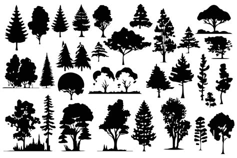 trees and forest silhouettes set isolated vector illustration 20919994 ...