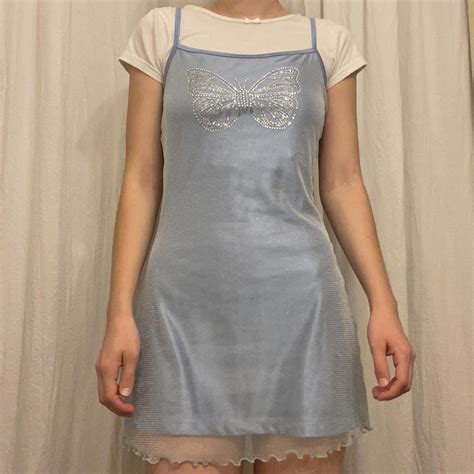 Light blue Delia’s mini dress with rhinestone... - Depop