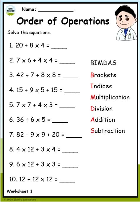 Order Of Operations Printables