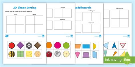 2D Shape Sorting Worksheet - KS1 Maths Resource - Twinkl