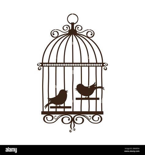 Silhouette of vintage birdcage on white background. Vector illustration ...