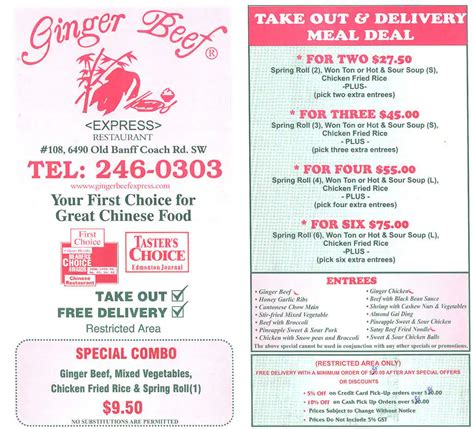 Ginger Beef Express Menu, Menu for Ginger Beef Express, Coach Hill ...