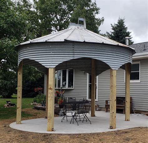 Repurposed 14 foot grain bin into patio gazebo Backyard Pavilion ...