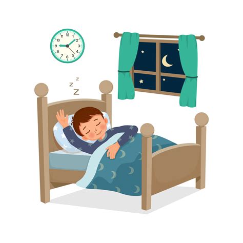 cute little child boy sleeping good night in bed at home 8197754 Vector ...