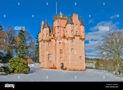 CRAIGIEVAR CASTLE ABERDEENSHIRE SCOTLAND A BLUE SKY THE PINK TOWER A ...