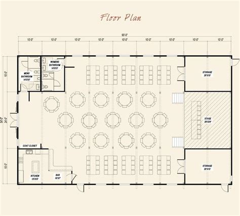 Pre-designed Event Center Ponderosa Country Barn Main Floor Plan Layout ...