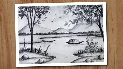 Landscape Pencil Sketches Of Nature Scenery - Draw-hub