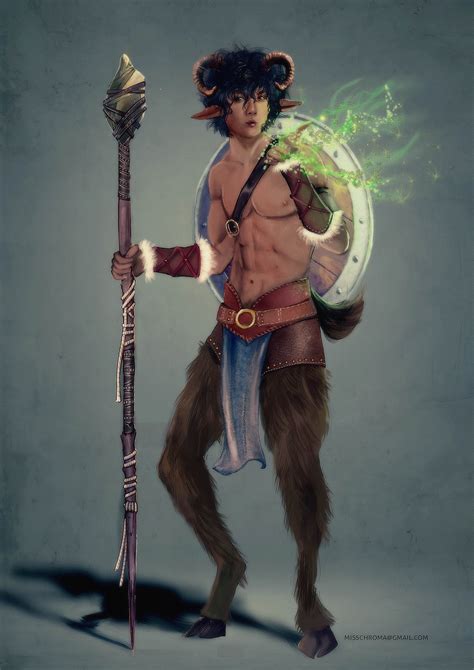 [Art] An Amazing Portrait of a Satyr Druid Casting Healing Word! : DnD