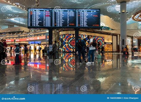 Istanbul International Airport, Turkey; Passengers Checking For Their ...