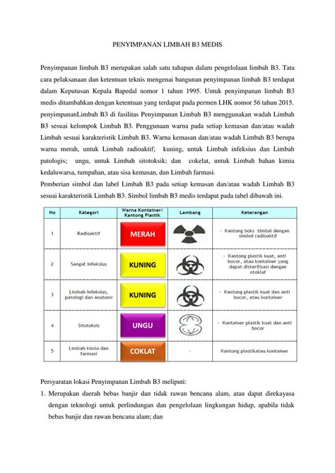 SOLUTION: Penyimpanan Limbah B3 medis - Studypool