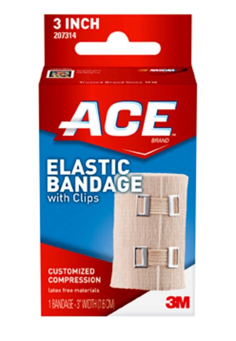 ACE Brand Elastic Bandage W/ Clips 3 in., Soft Discrete Fit, Beige ...