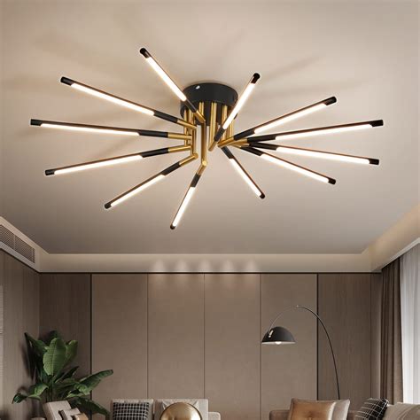 Modern Led ceiling light fixtures flush mount, Black and Gold Light ...