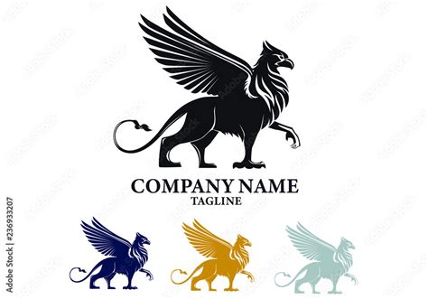 Griffin Mythical Creature Emblem Vector Design Logo Stock Vector ...