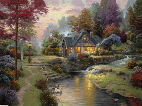 Thomas kinkade art, Kinkade paintings, Thomas kinkade paintings