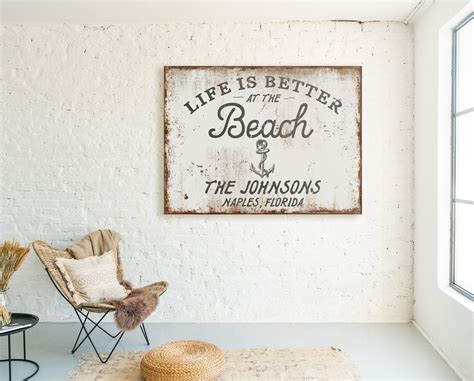 Custom Beach House Wall Decor Beach House Sign Personalized | Etsy