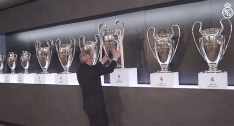 Real Madrid's fourteenth Champions League trophy shining in cabinet ...