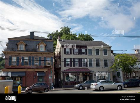 Shops Along bridge Street in Lambertville - NJ - USA Stock Photo - Alamy