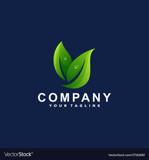 Green leaf color gradient logo design Royalty Free Vector