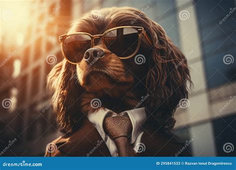 Dog Dressed in a Business Suit, Complete with Stylish Sunglasses. this ...