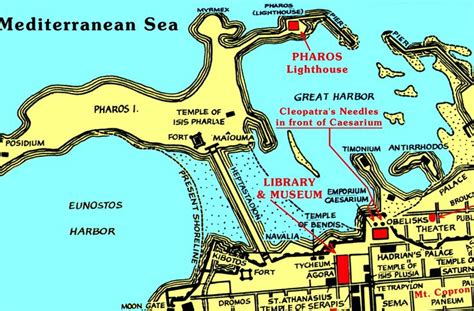 Map detailing the general location of the ancient Library of Alexandria ...