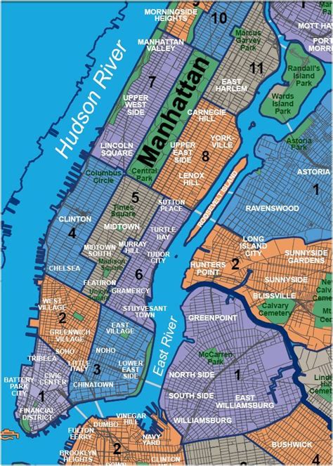 map neighborhoods of manhattan - Google Search | New york city map, New ...