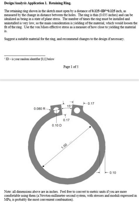 Design/Analysis Application 1. Retaining Ring. The | Chegg.com