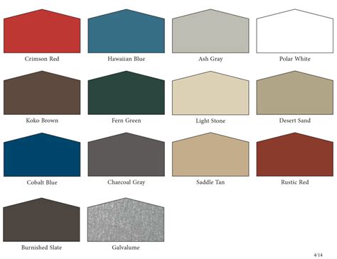 Color Options for Wall and Roof Panels