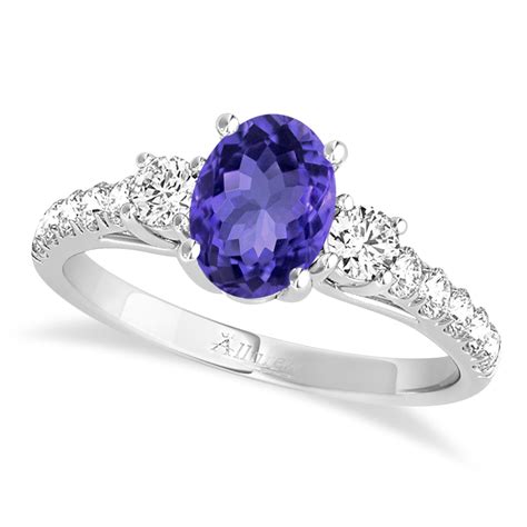 Oval Cut Tanzanite & Diamond Engagement Ring 14k White Gold (1.40ct ...