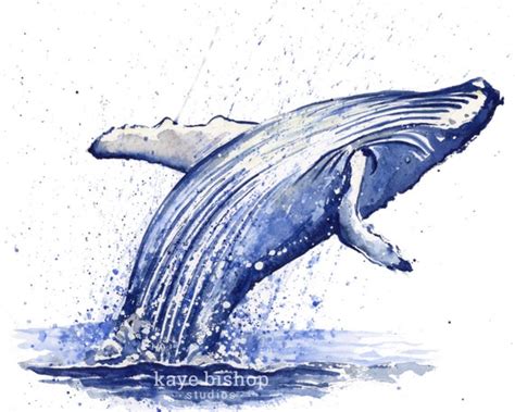 ORIGINAL Whale Watercolor Painting Wall Art Humpback Whale