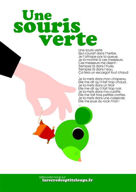 Une souris verte paroles de la comptine à télécharger et imprimer