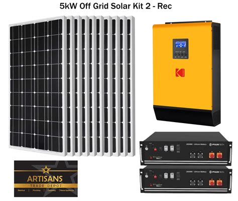 5kW Off Grid Solar Kit 2 - REC - (PV Panels, Inverter & Lithium Ion Ba ...