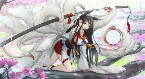 Nine Tailed Fox Anime Girl - 2114x1160 Wallpaper - teahub.io