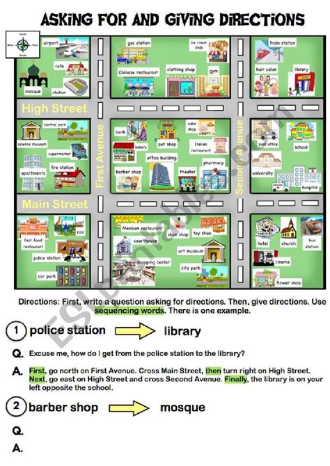 Asking For and Giving Directions - ESL worksheet by al295801 | Inglese ...