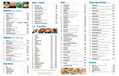 Menu at Wasabi restaurant, Cambridge