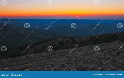 Belt of Venus during Sunrise in Mountains Stock Image - Image of ...