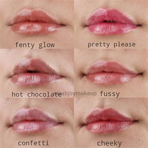 Swatches of the @fentybeauty glossy posse mini gloss bomb set! I ...