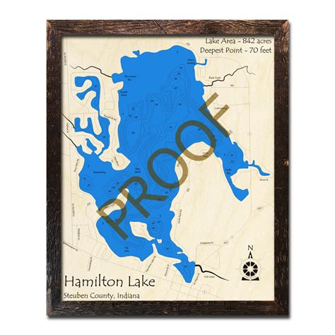 Hamilton Lake, IN Wood Map | 3D Nautical Wood Charts | On Tahoe Time