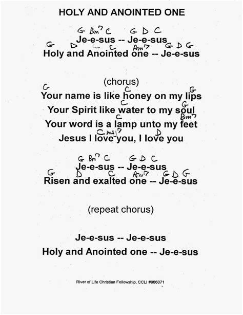 Worship Lead Sheets: Holy and Anointed One - Brian Doerksen