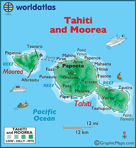 Tahiti and Moorea Large Color Map