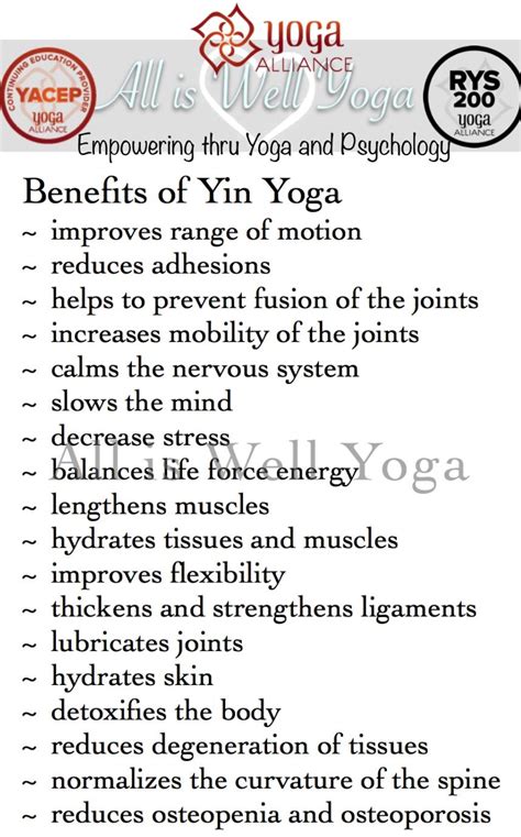 Advanced Yin Yoga Teacher Training ~ All is Well Yoga School Benefits ...