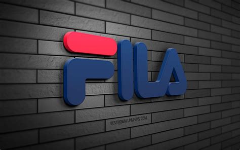 Fila 3D logo, , gray brickwall, creative, brands, Fila logo, 3D art ...