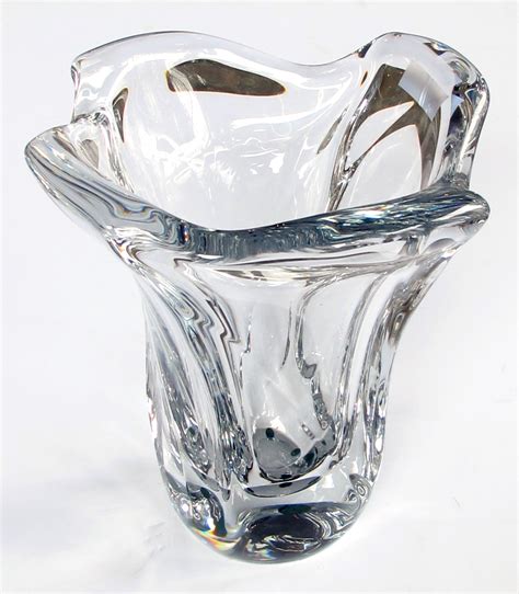 an impressively-large and heavy french daum clear crystal vase c. 1945 ...