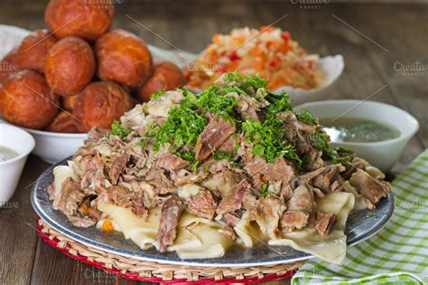 National Kazakh dishes - Beshbarmak ~ Food & Drink Photos ~ Creative Market