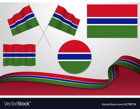 Set of gambia flags in different designs Vector Image