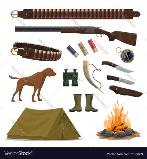 Hunter weapon and equipment icon of hunting design