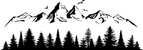 MOUNTAINS FOREST TREES Silhouette Peak Skyline Landscape - Etsy Canada