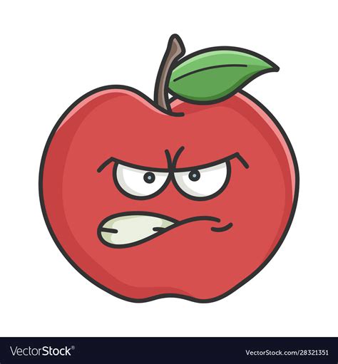 Angry red apple cartoon apple Royalty Free Vector Image