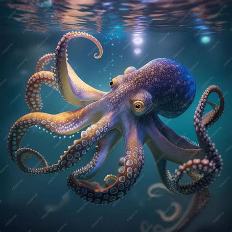 Premium Photo | An octopus is swimming in the water.